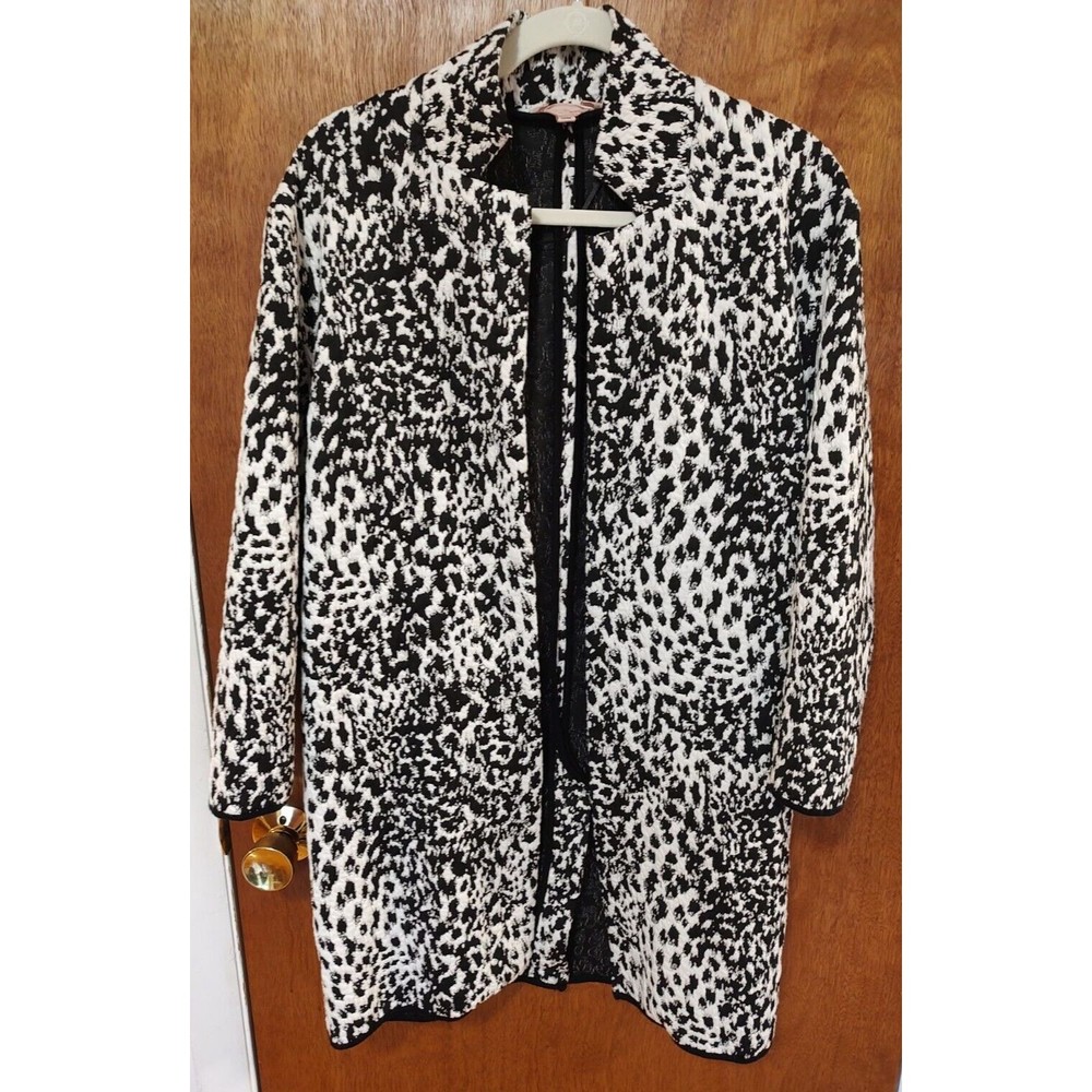 Philosophy size M black & white cheetah print open front duster polyester/cotton